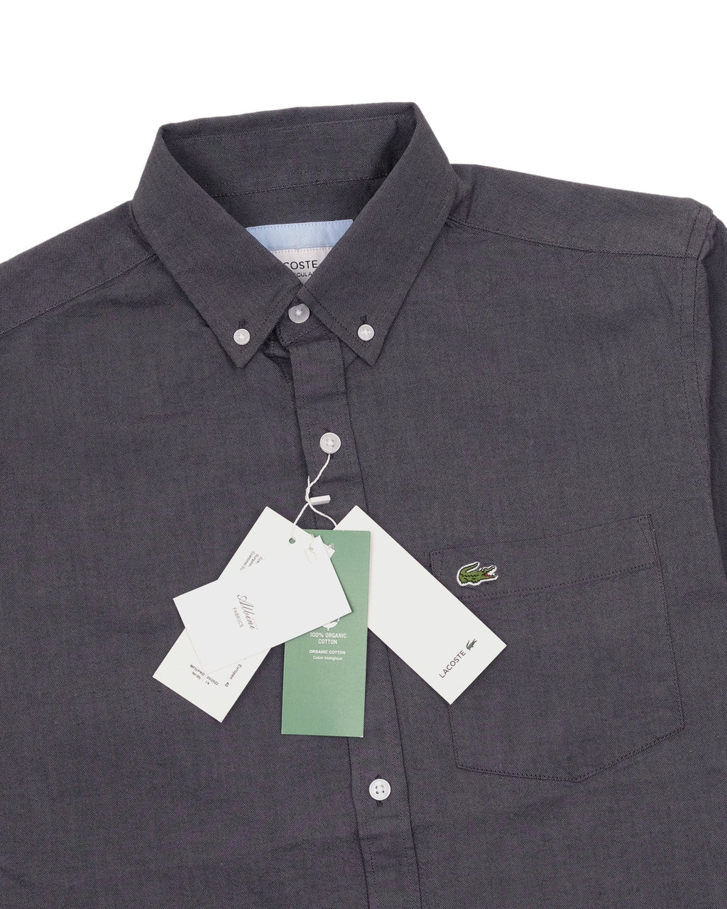 LACOSTE Charcoal Onyx Classic Fit Long Sleeve Button-Down Oxford Shirt