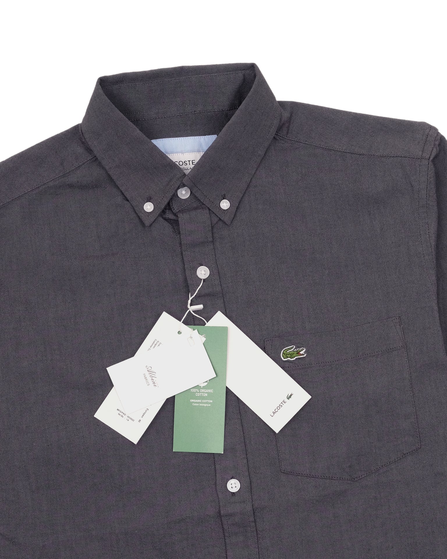 LACOSTE Charcoal Onyx Classic Fit Long Sleeve Button-Down Oxford Shirt