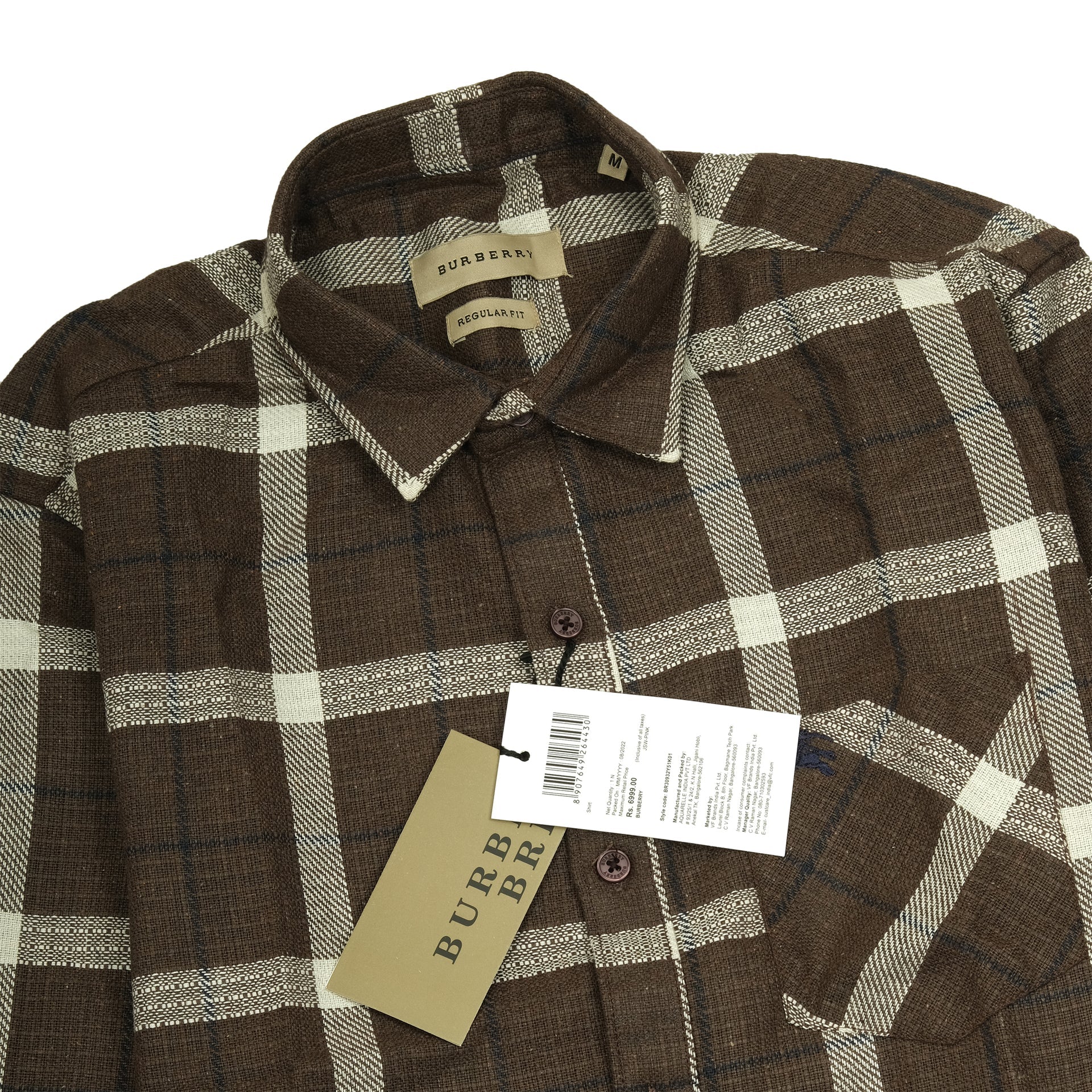 BURBERRY Rustic Walnut Check Flannel Long Sleeve Shirt