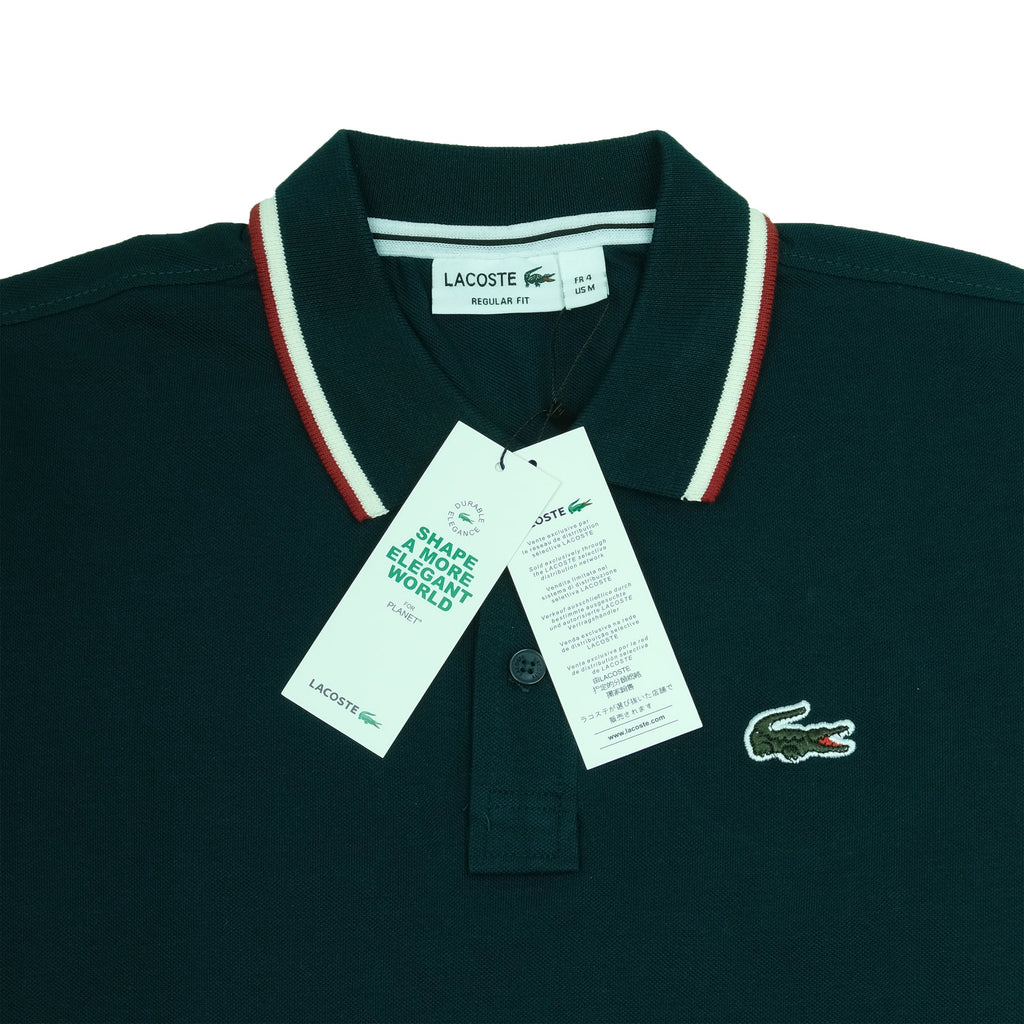 LACOSTE Deep Forest Classic Fit Polo Shirt with Contrast Trim