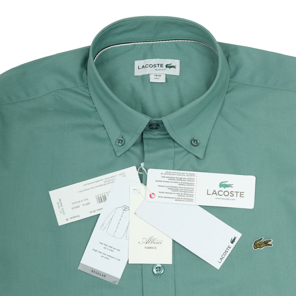 LACOSTE Sage Green Classic Fit Long Sleeve Button-Down Shirt