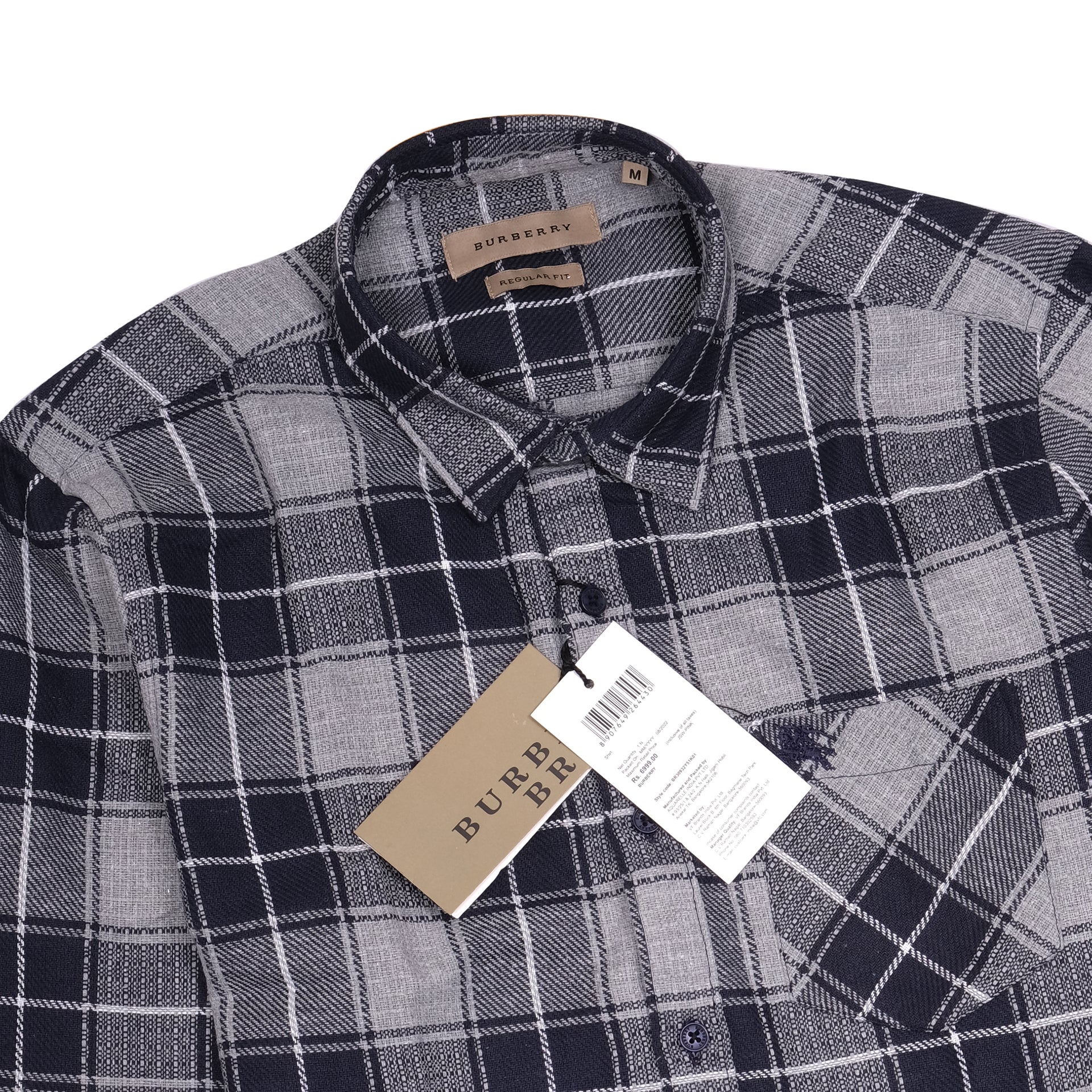 BURBERRY Midnight Plaid Slim Fit Long Sleeve Flannel Shirt