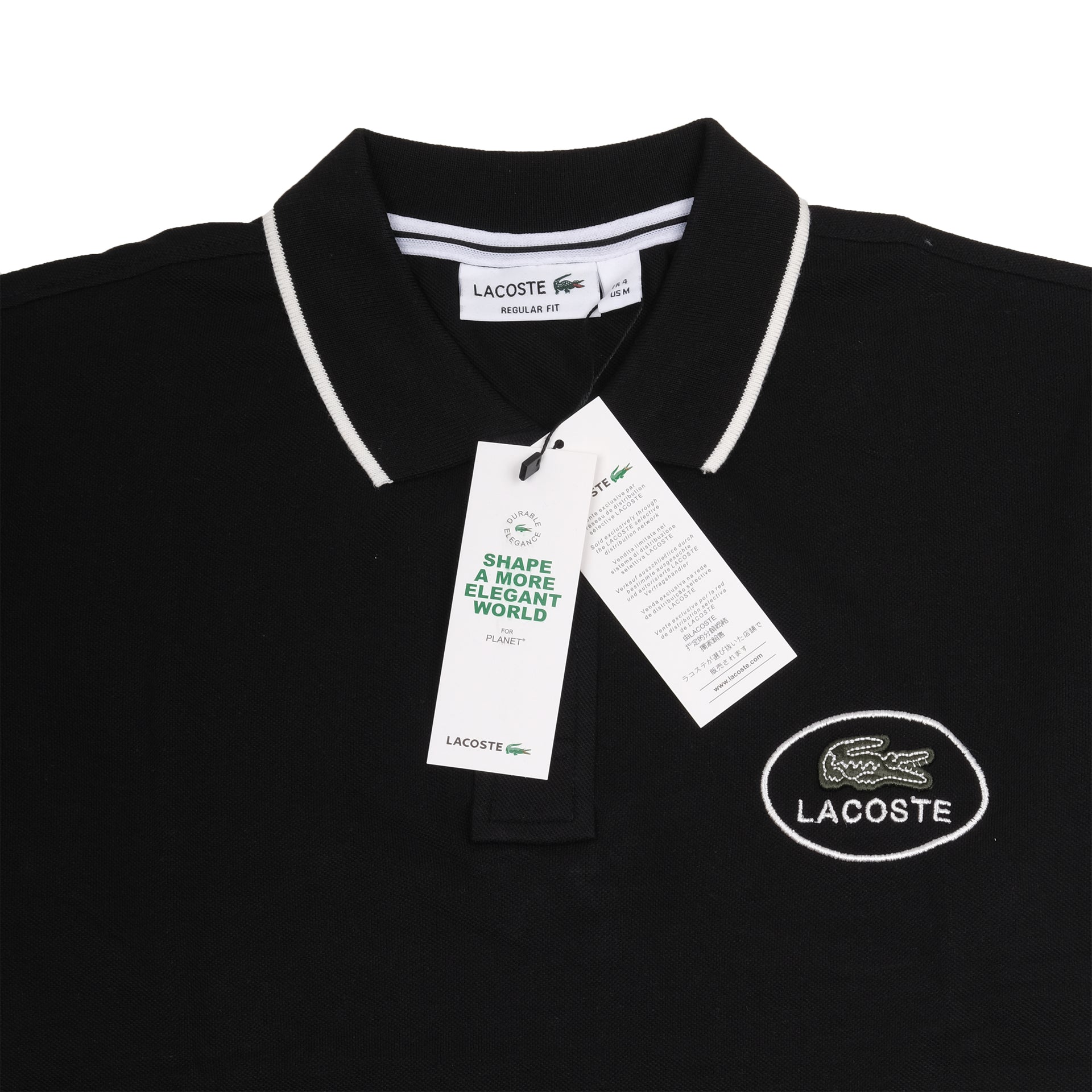 LACOSTE Midnight Noir Classic Fit Polo Shirt with Contrast Trim