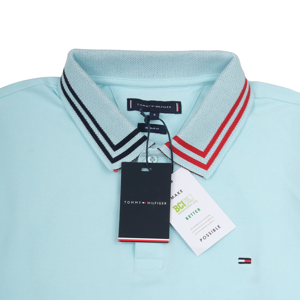 TOMMY HILFIGER Serene Sky Classic Fit Polo Shirt with Contrast Collar