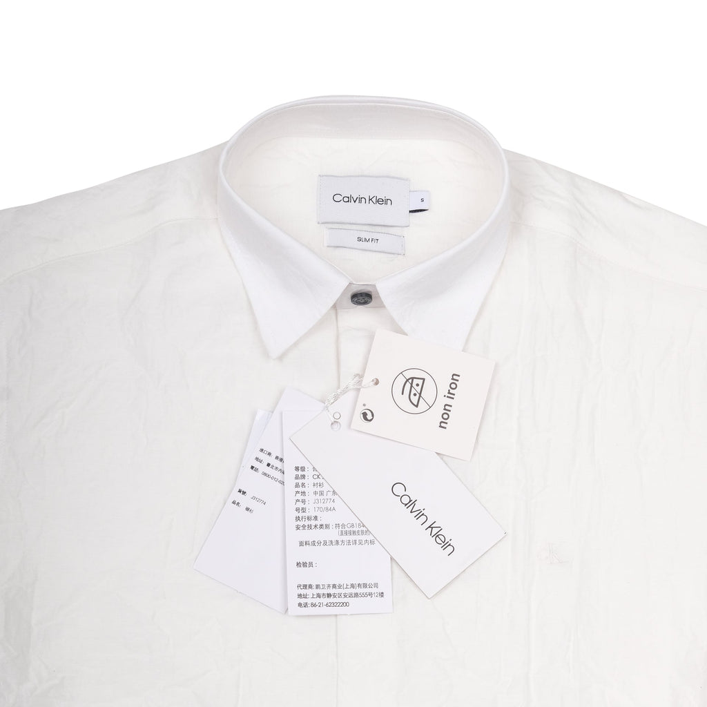 CALVIN KLEIN Frosted Pearl Slim Fit Long Sleeve Button-Up Shirt