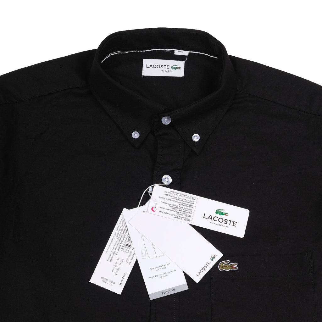LACOSTE Onyx Noir Classic Fit Short Sleeve Button-Up Shirt