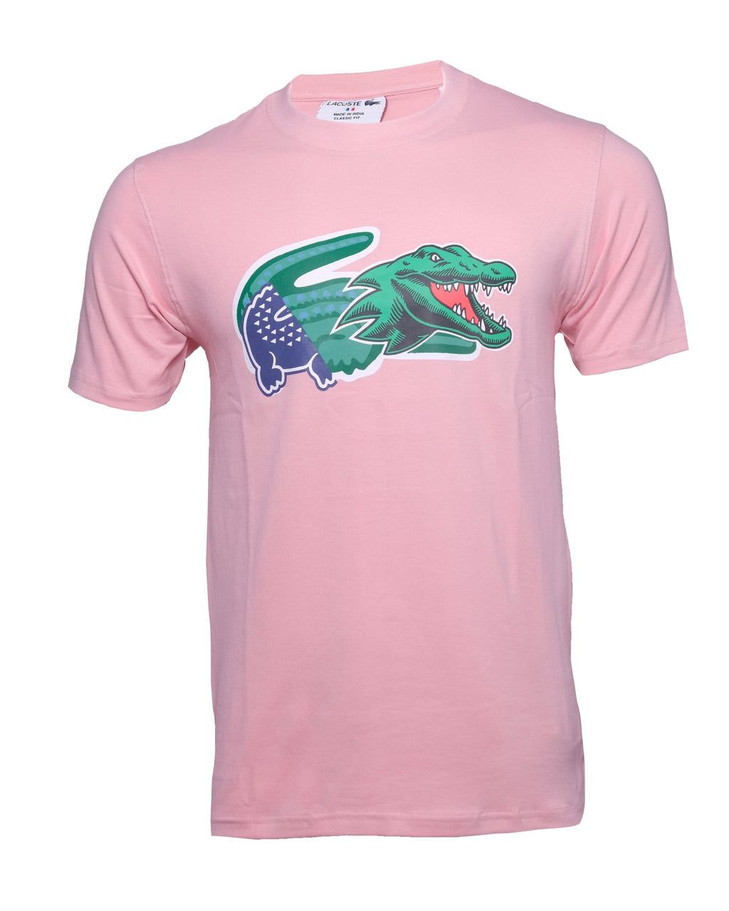 LACOSTE Blushing Coral Graphic Crocodile Logo Crewneck Tee