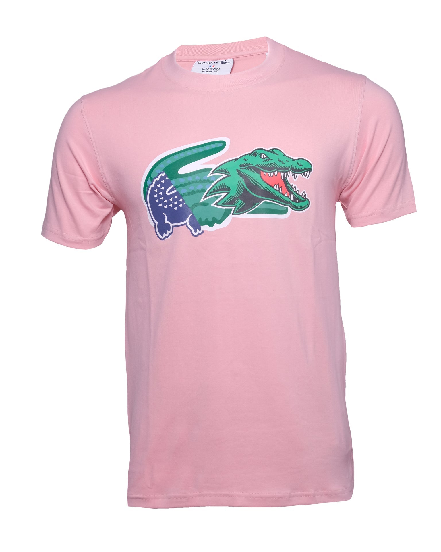 LACOSTE Blushing Coral Graphic Crocodile Logo Crewneck Tee