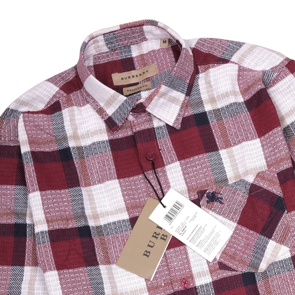 BURBERRY Garnet Plaid Slim Fit Long Sleeve Shirt