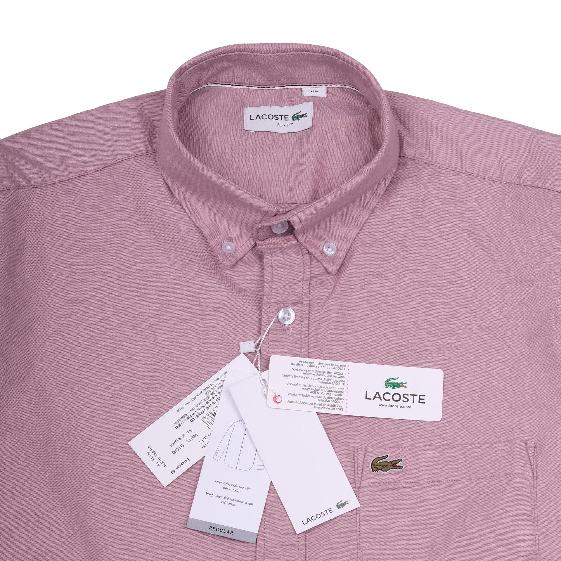 LACOSTE Blush Petal Classic Fit Short Sleeve Button-Up Shirt
