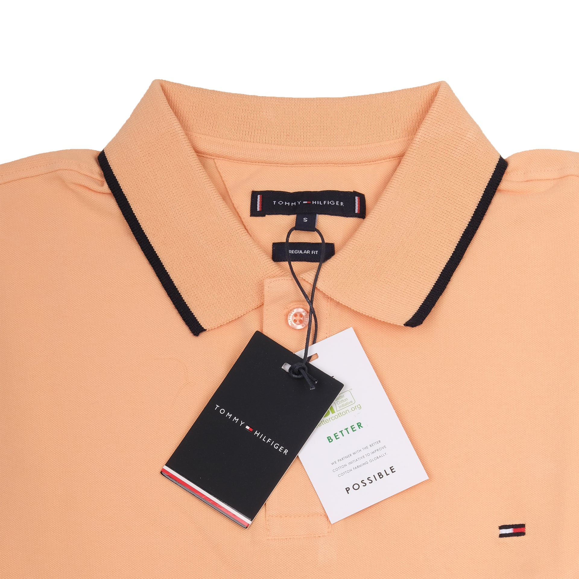 TOMMY HILFIGER Sunset Coral Classic Fit Color-Block Polo Shirt