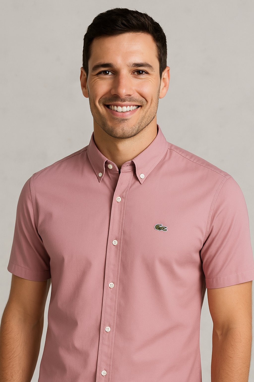 LACOSTE Blush Petal Classic Fit Short Sleeve Button-Up Shirt