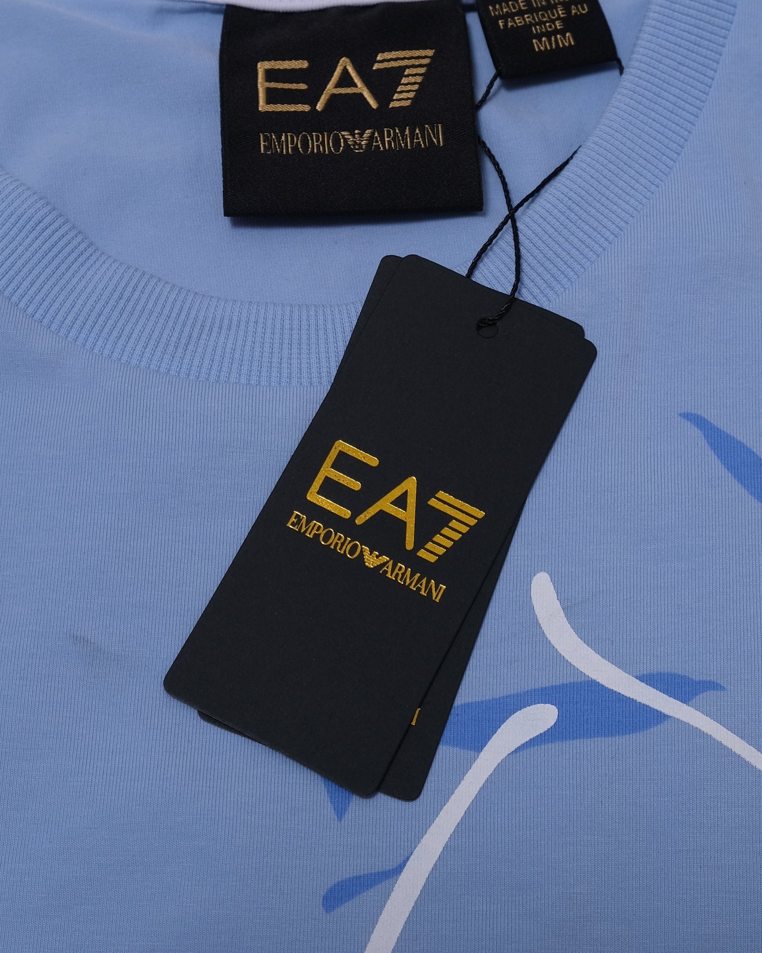 EMPORIO ARMANI Serene Sky Botanical Print Slim Fit Short Sleeve Tee