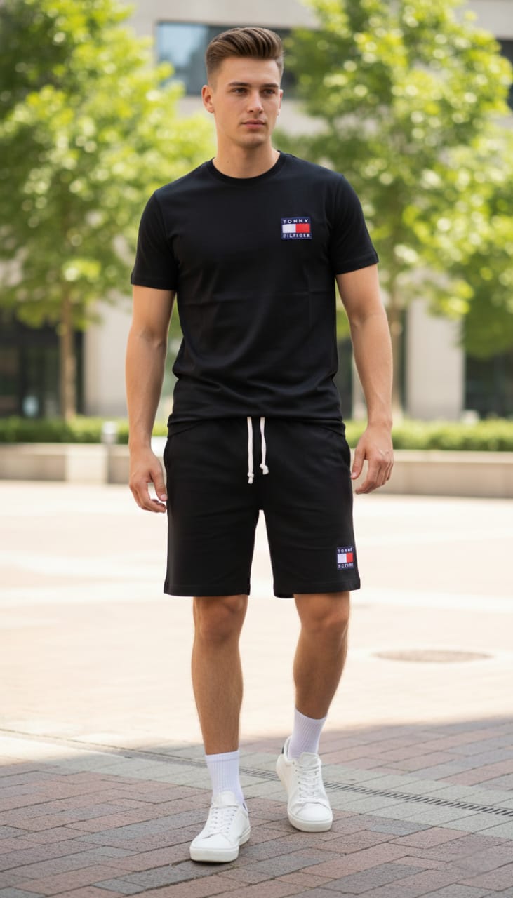 TOMMY HILFIGER Twilight Charcoal Essential Fit Short Sleeve Set