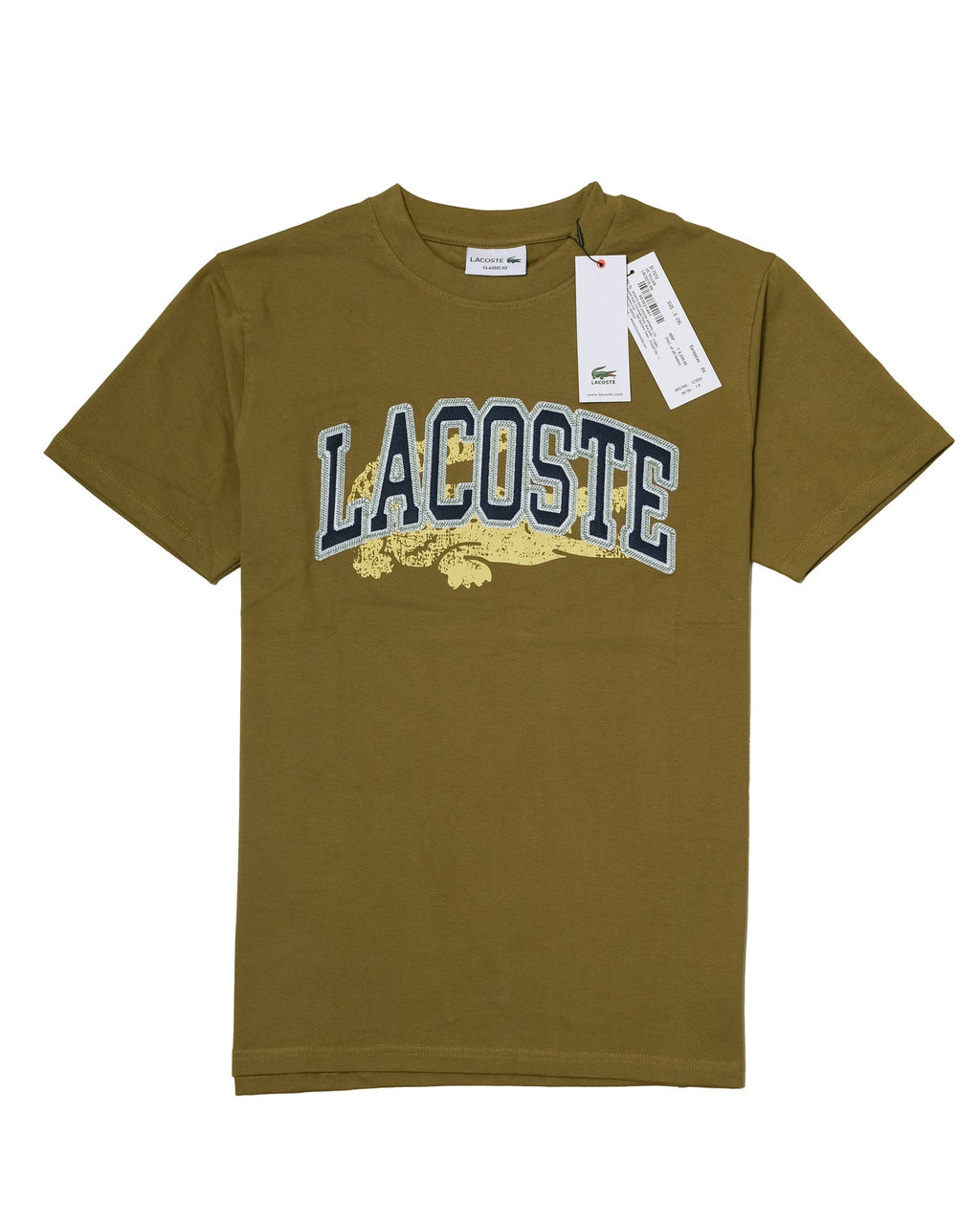 LACOSTE Olive Drizzle Classic Fit Graphic Tee