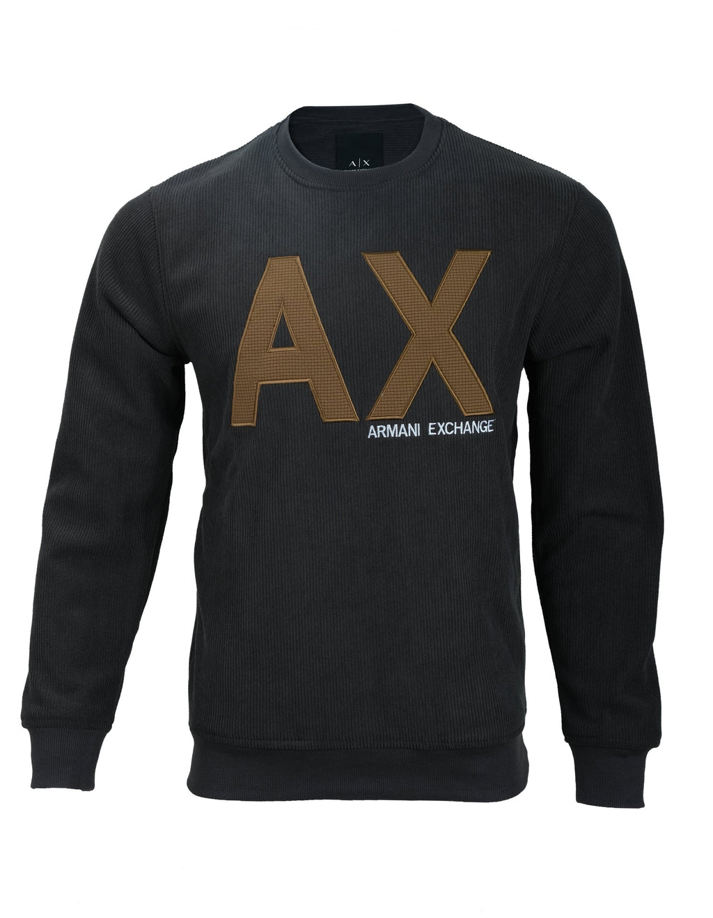 ARMANI EXCHANGE Obsidian Gold Slim Fit Ribbed Crewneck Sweatshirt