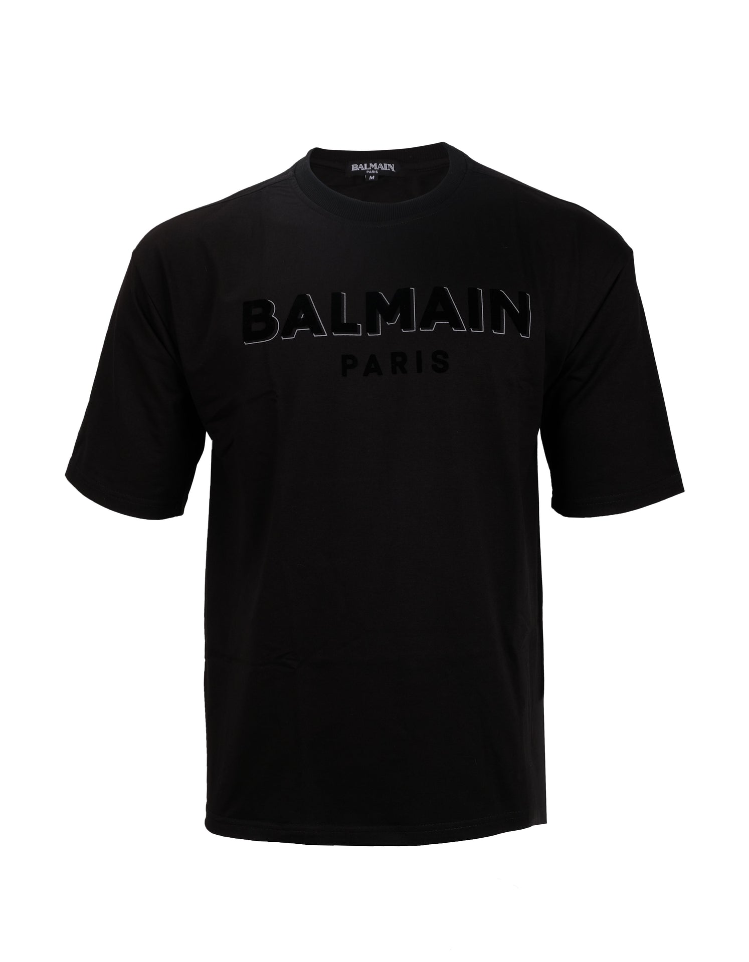 BALMAIN Midnight Noir Luxe Logo Short Sleeve Tee