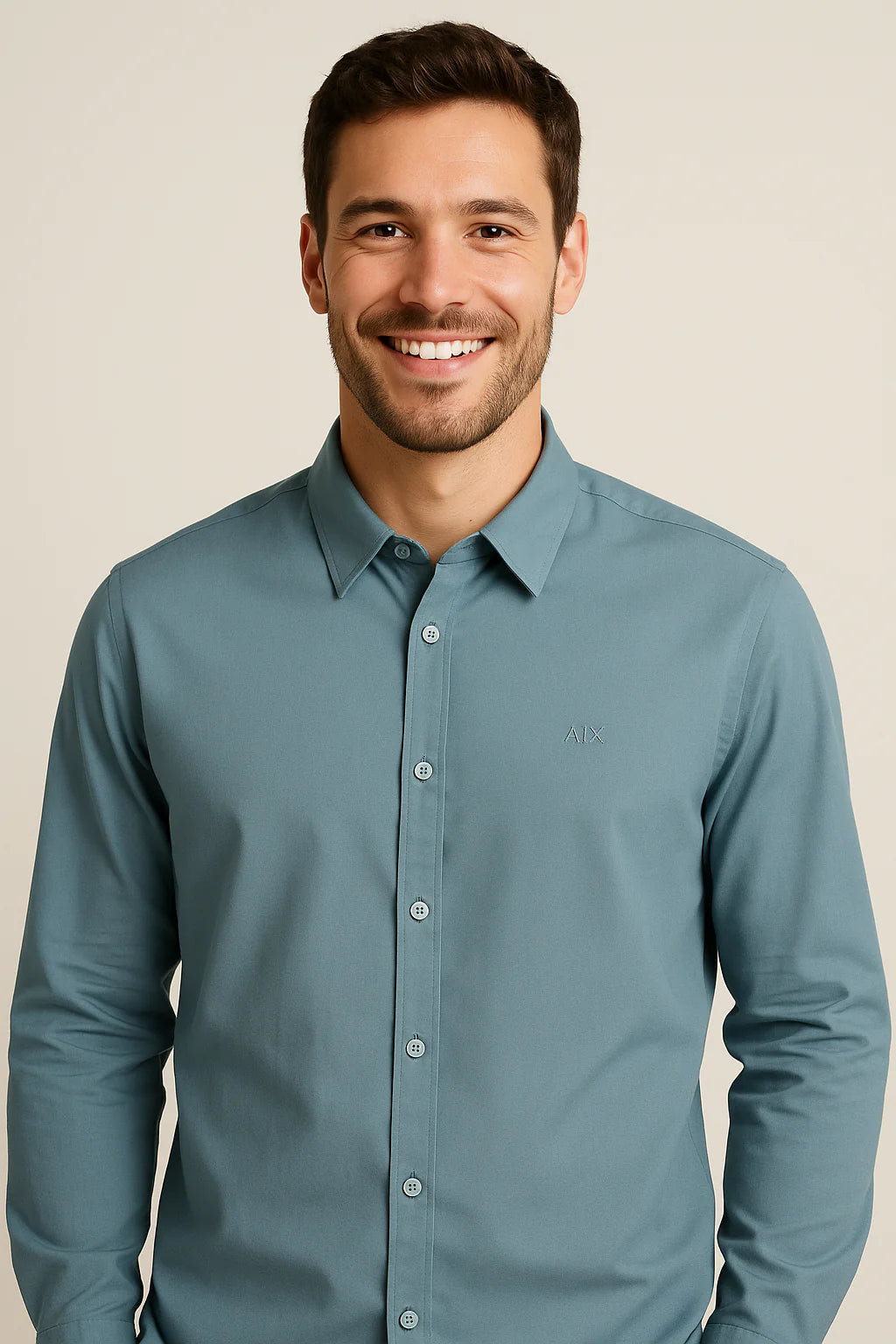 Armani Exchange Elegant Sky Blue Button-Up Shirt