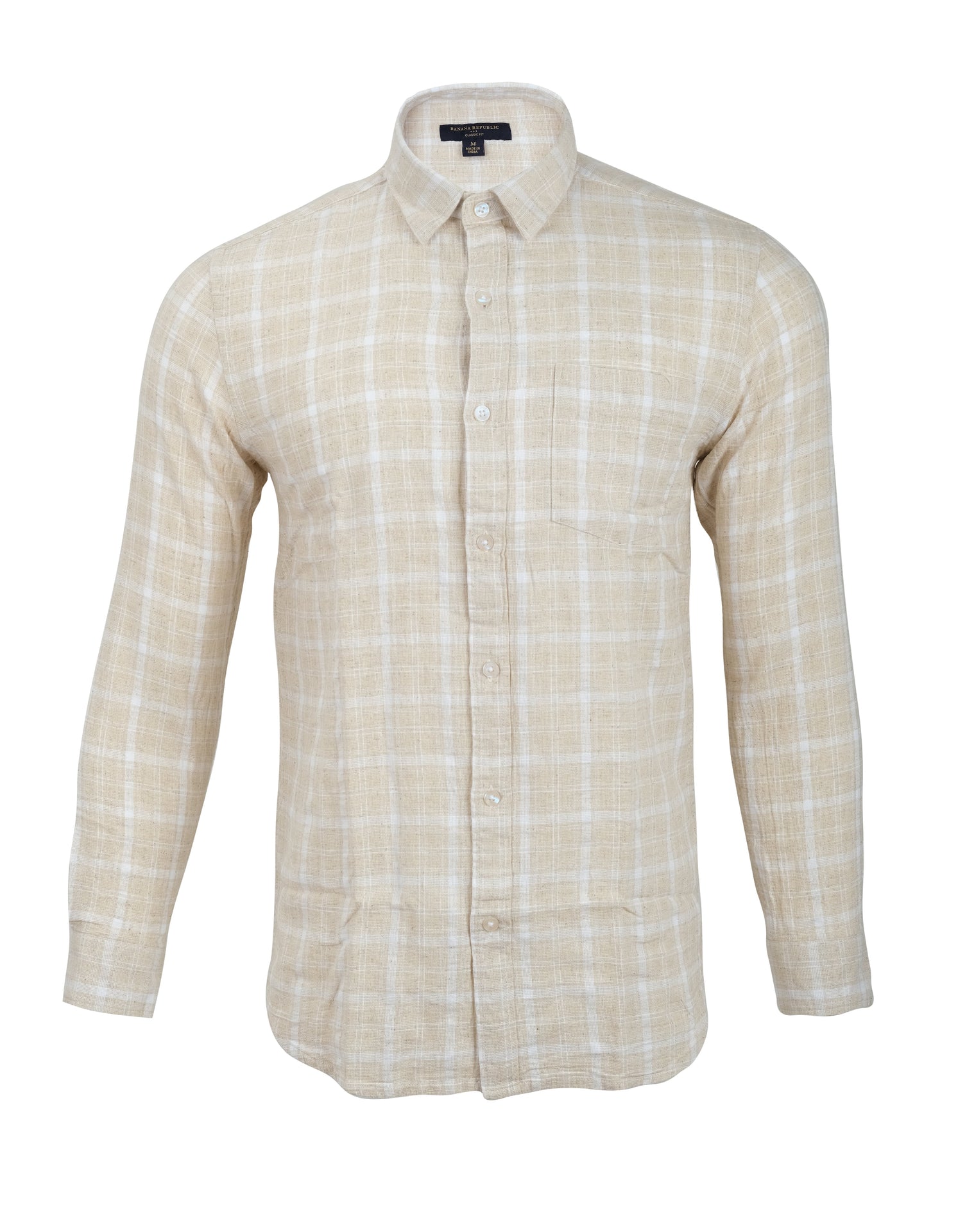 BANANA REPUBLIC Desert Sand Classic Fit Long Sleeve Plaid Button-Up Shirt