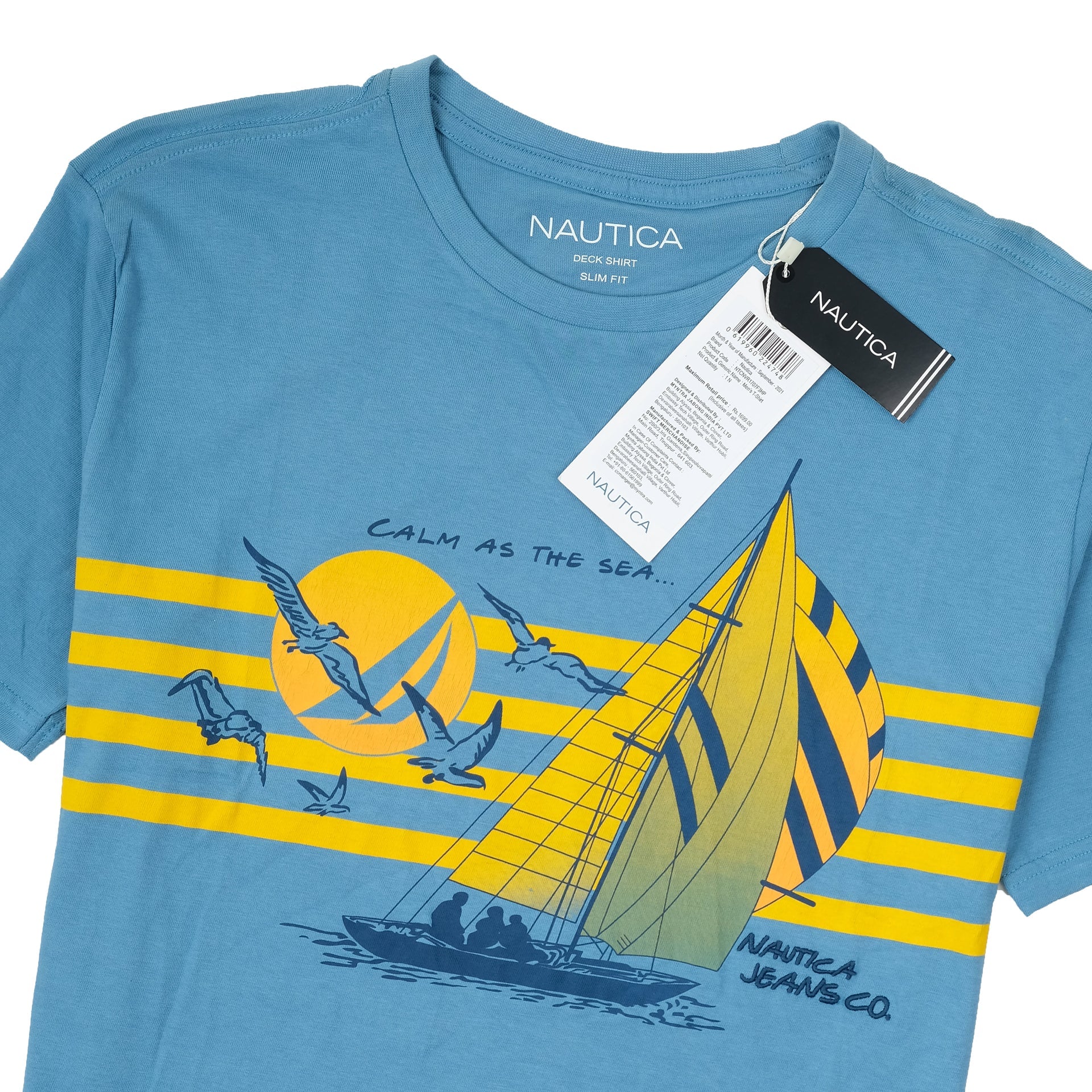 NAUTICA Ocean Breeze Slim Fit Graphic Printed Crewneck Tee
