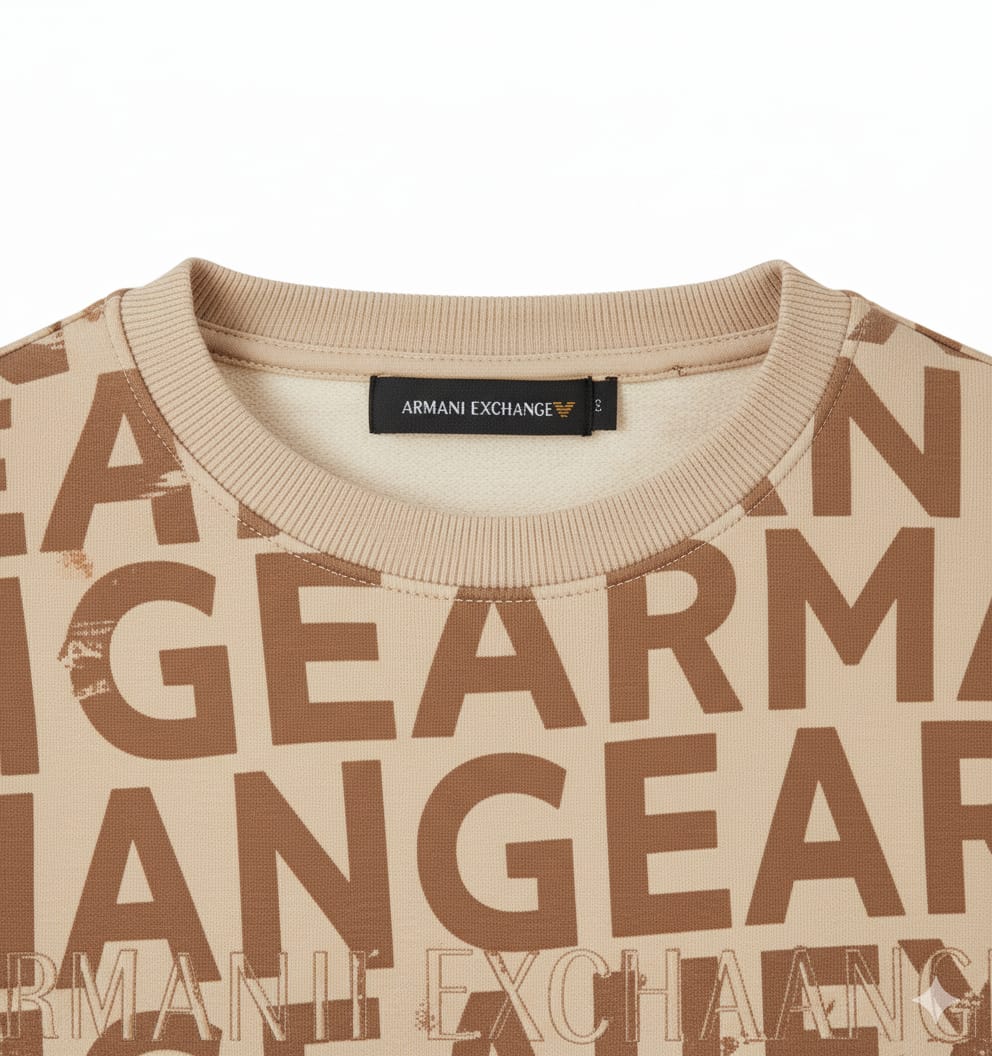 ARMANI EXCHANGE Caramel Whisper Statement Logo Crewneck Sweatshirt