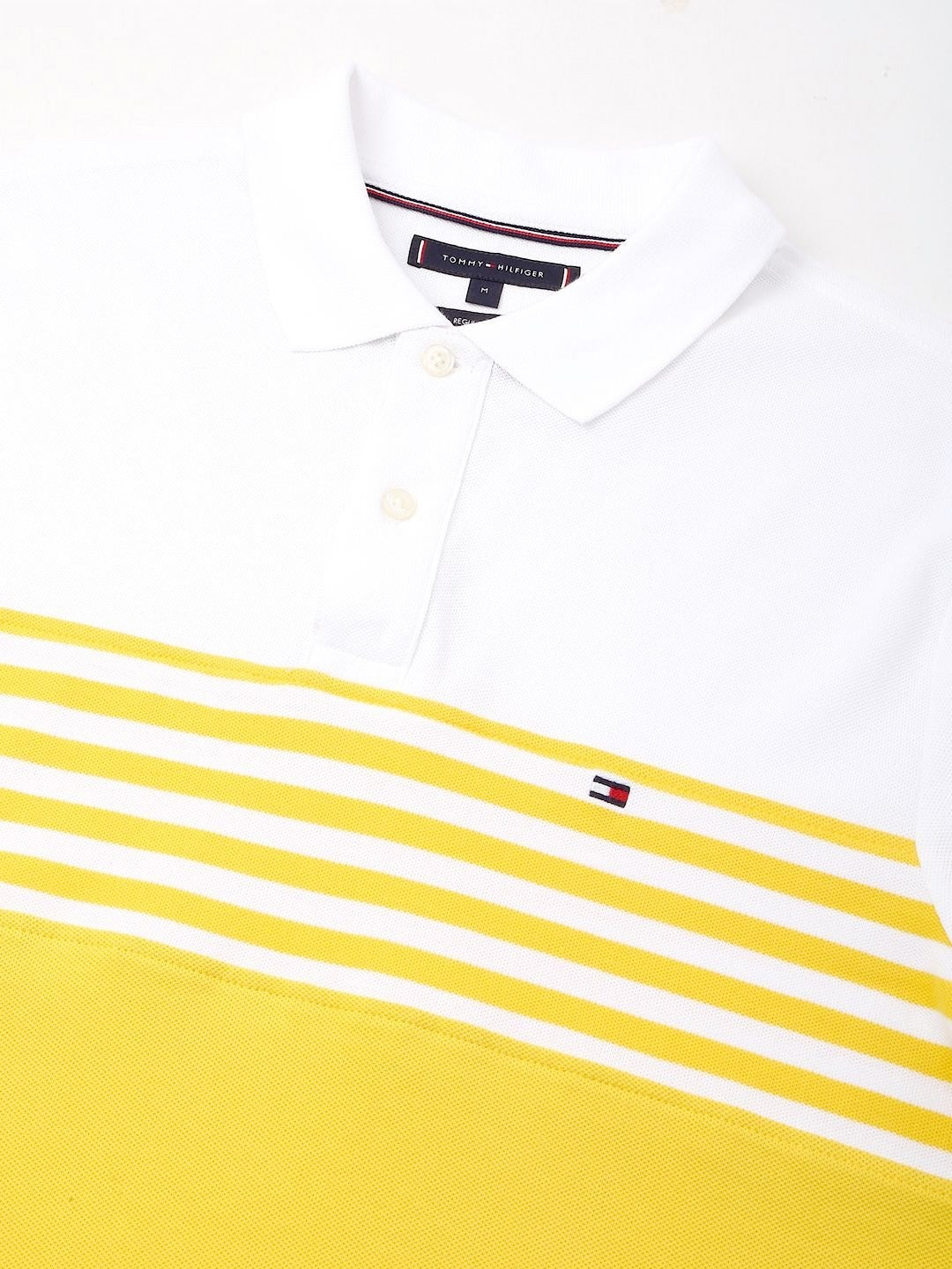 TOMMY HILFIGER Sunbeam Yellow Slim Fit Striped Polo Shirt