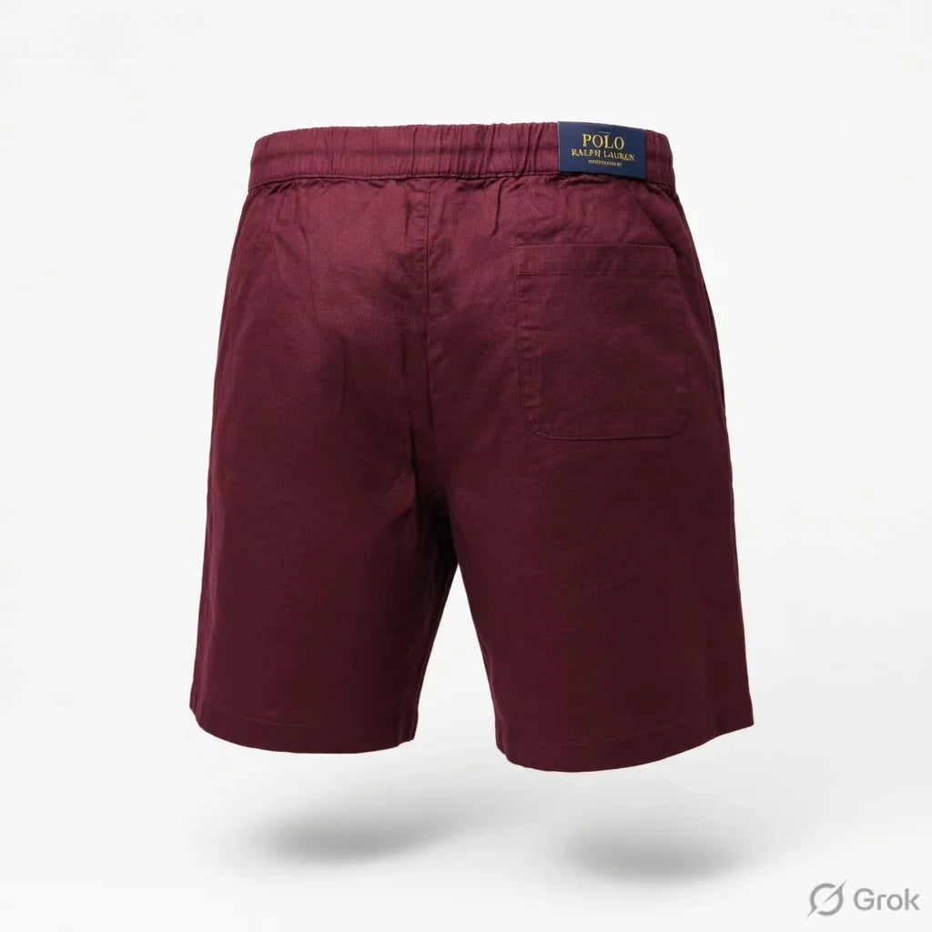 POLO Ralph Lauren Men's Casual Linen Blend Shorts in Burgundy