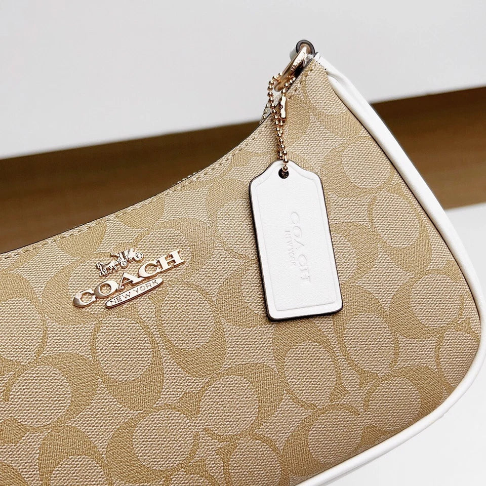 COACH Sunbeam Champagne Luxe Canvas Hobo Bag