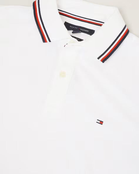 TOMMY HILFIGER Pure Snow Classic Fit Striped Collar Polo