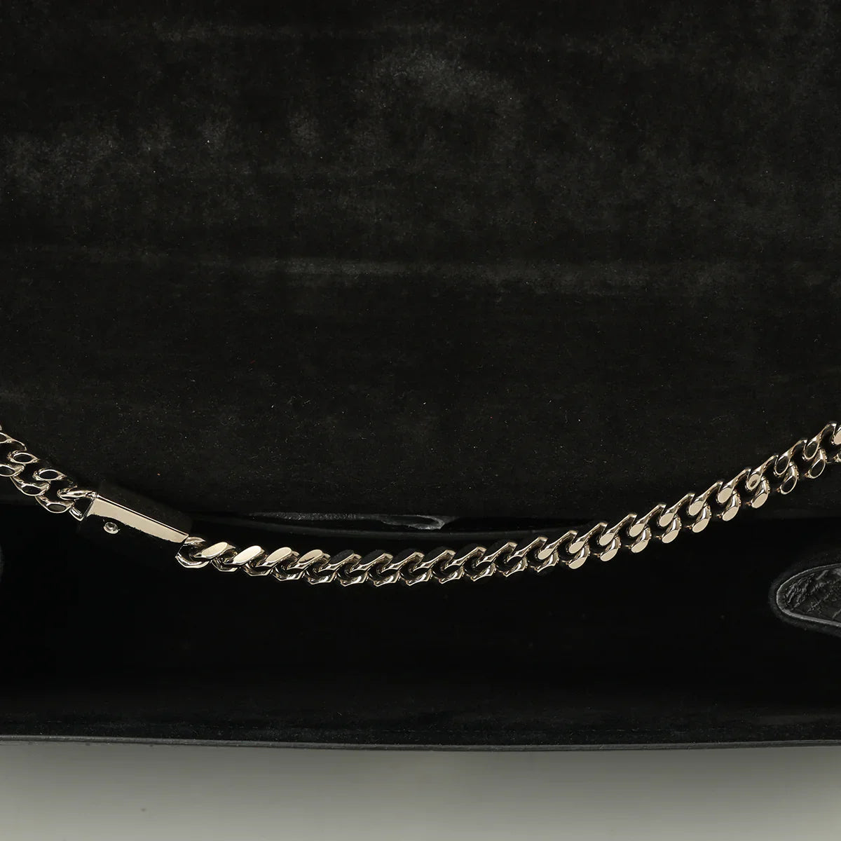 YSL Mystic Onyx Chic Crocodile-Pattern Leather Clutch with Chain Strap