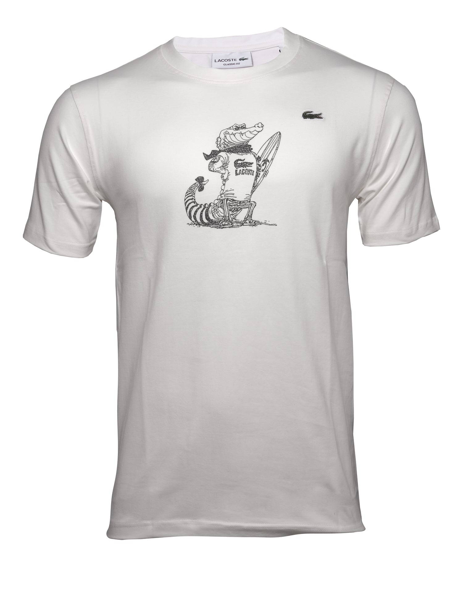 LACOSTE Cloud Cream Classic Fit Surfing Croc Graphic Tee