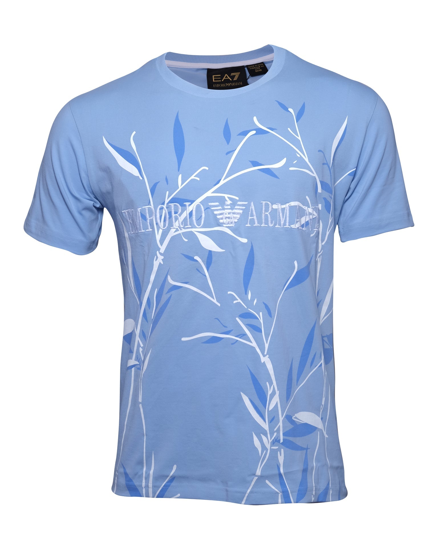 EMPORIO ARMANI Serene Sky Botanical Print Slim Fit Short Sleeve Tee