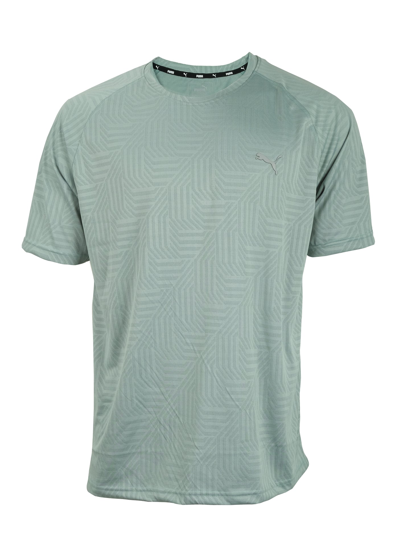 PUMA Sage Mist Geometric Pattern Performance Crewneck Tee
