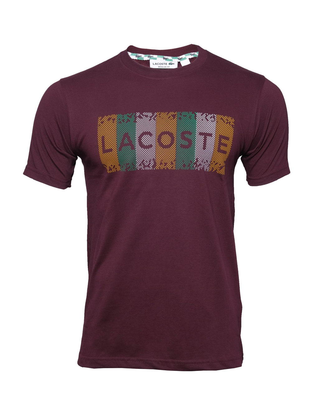 LACOSTE Garnet Mosaic Graphic Logo Crew Neck Tee
