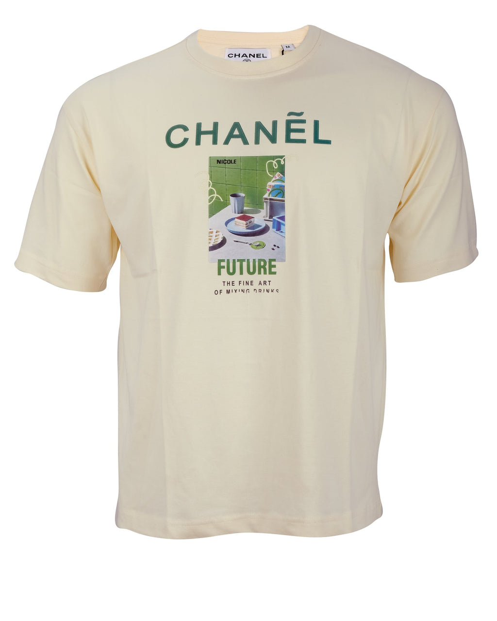 CHANEL Creamy Vanilla Oversized Short Sleeve Graphic Tee