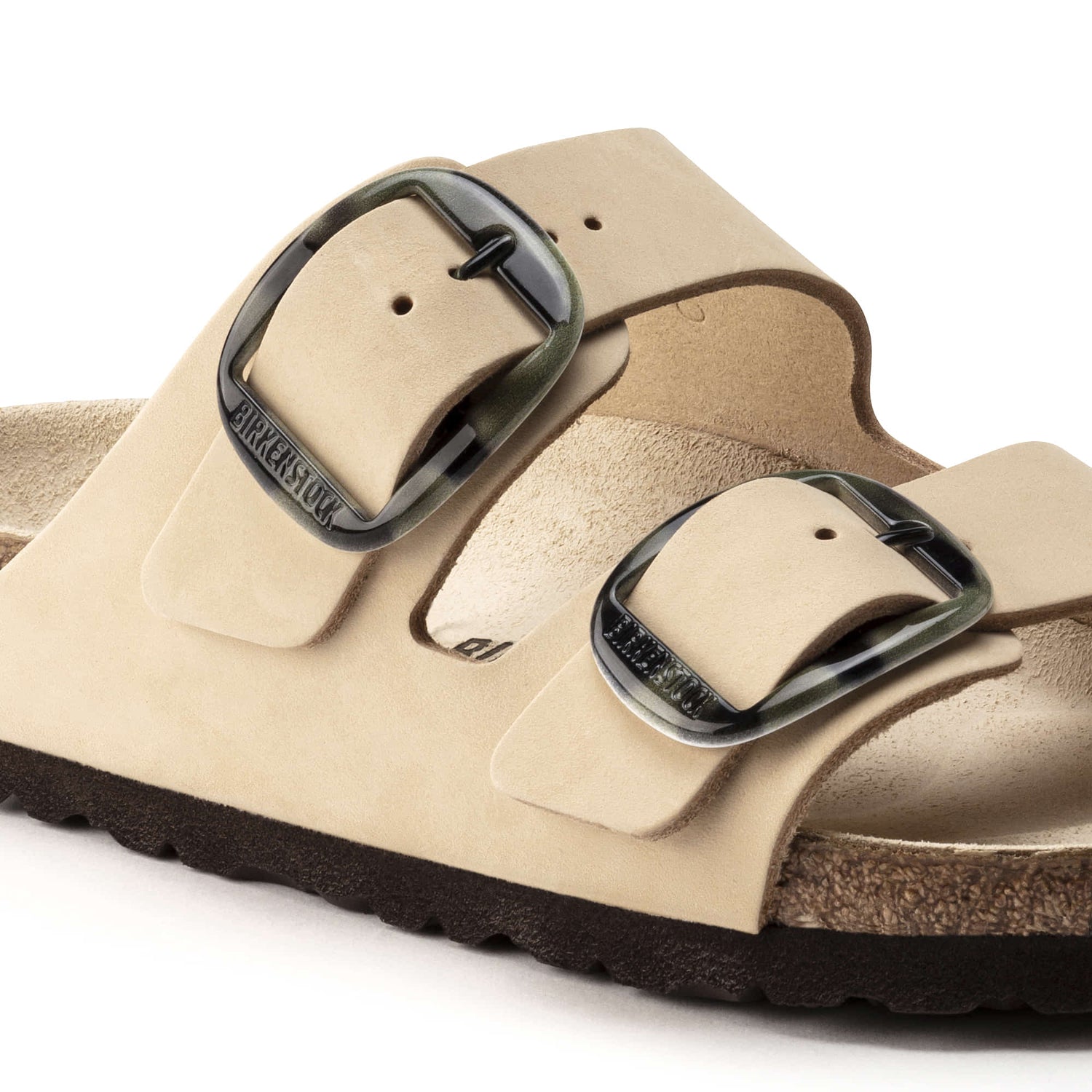 BIRKENSTOCK Sand Dune Beige Luxe Nubuck Leather Big Buckle Sandals