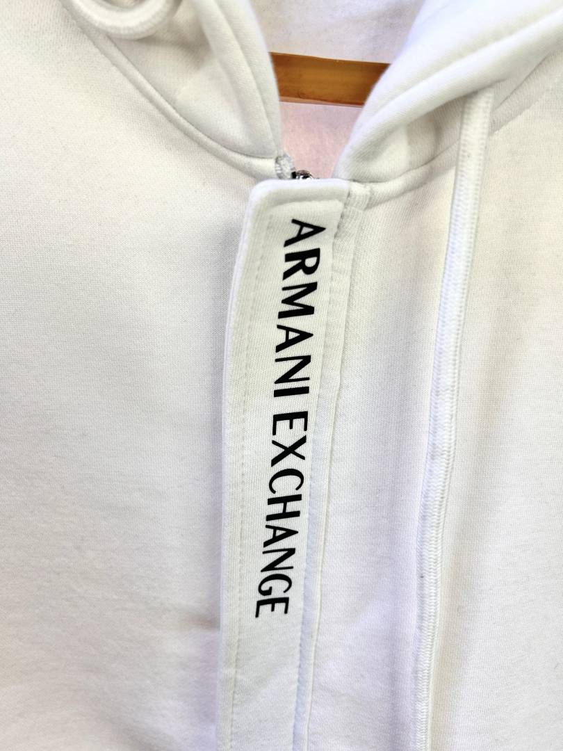 ARMANI EXCHANGE Frosted Pearl Contemporary Fit Zip-Up Hoodie
