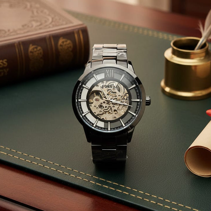 FOSSIL HOROLOGY Starlit Onyx Classic Skeleton Automatic Watch