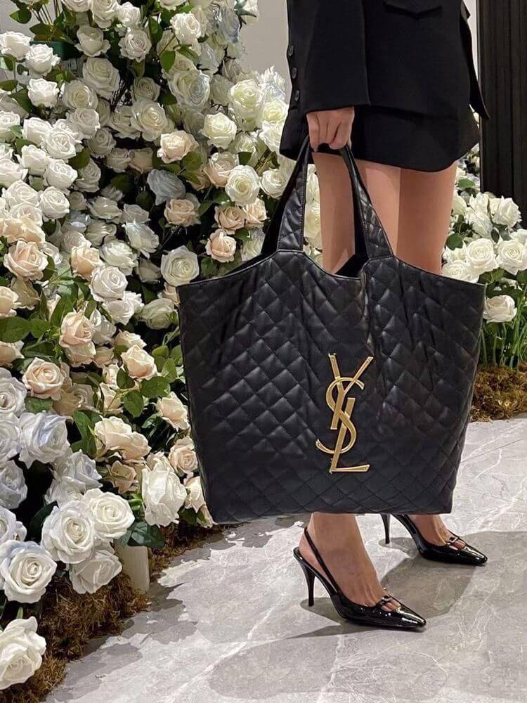 YSL Quilted Leather Tote Bag with Pouch (IMPORTED)