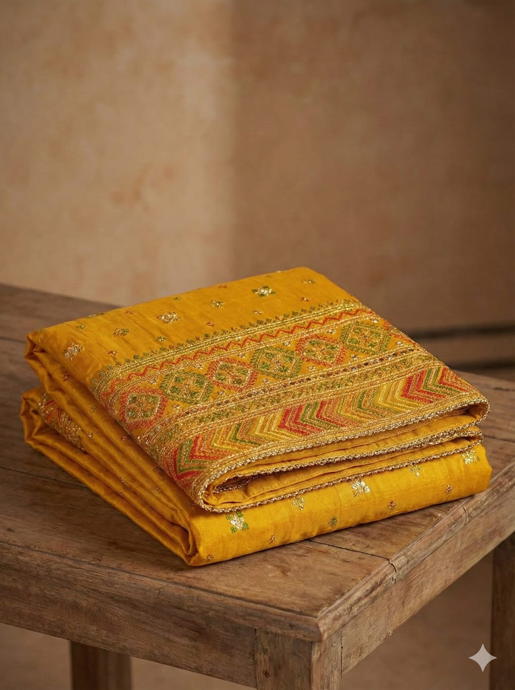 Ethnic Elegance Golden Embroidered Silk Saree