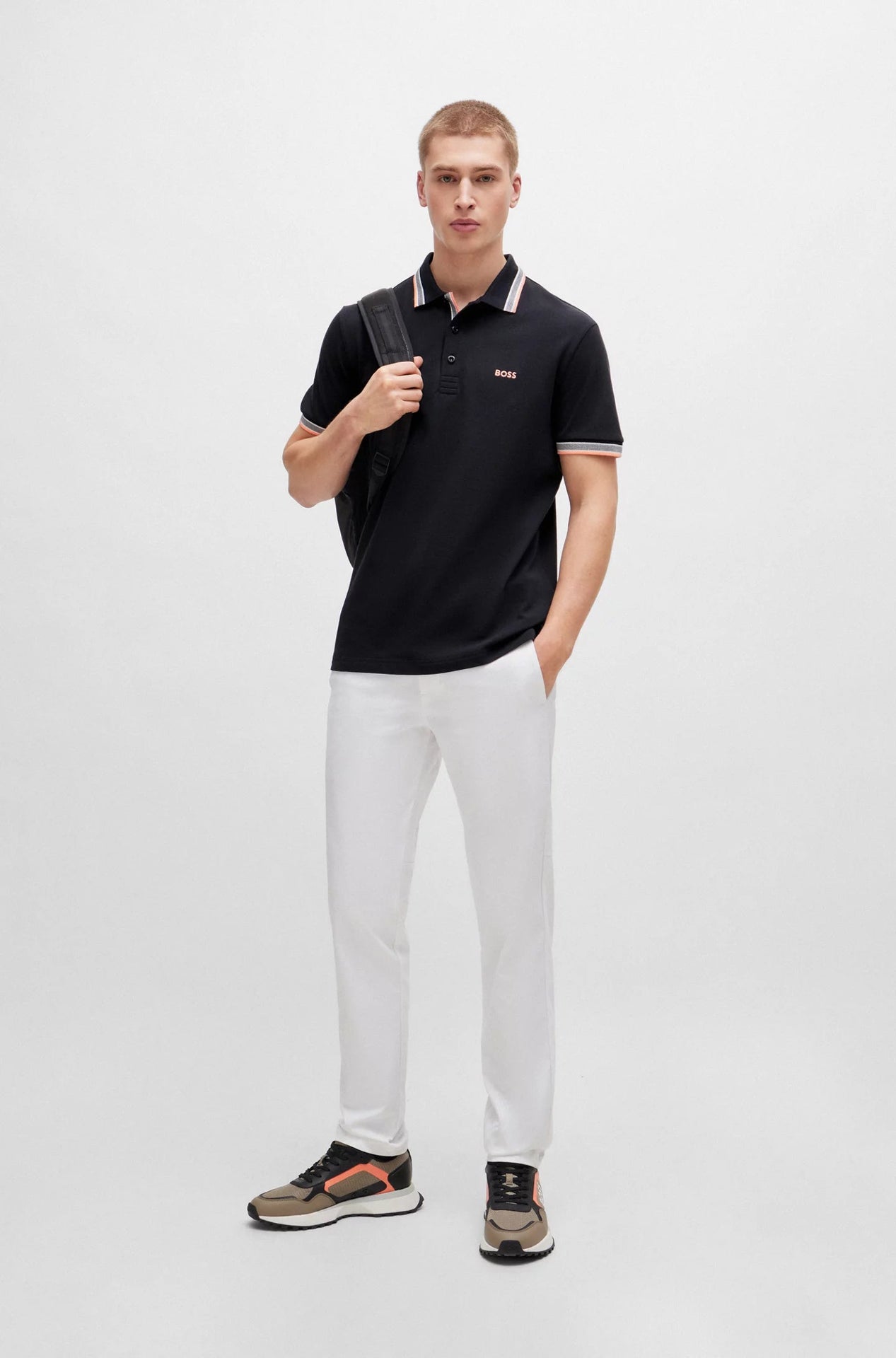 BOSS Midnight Noir Slim Fit Contrast Trim Polo Shirt