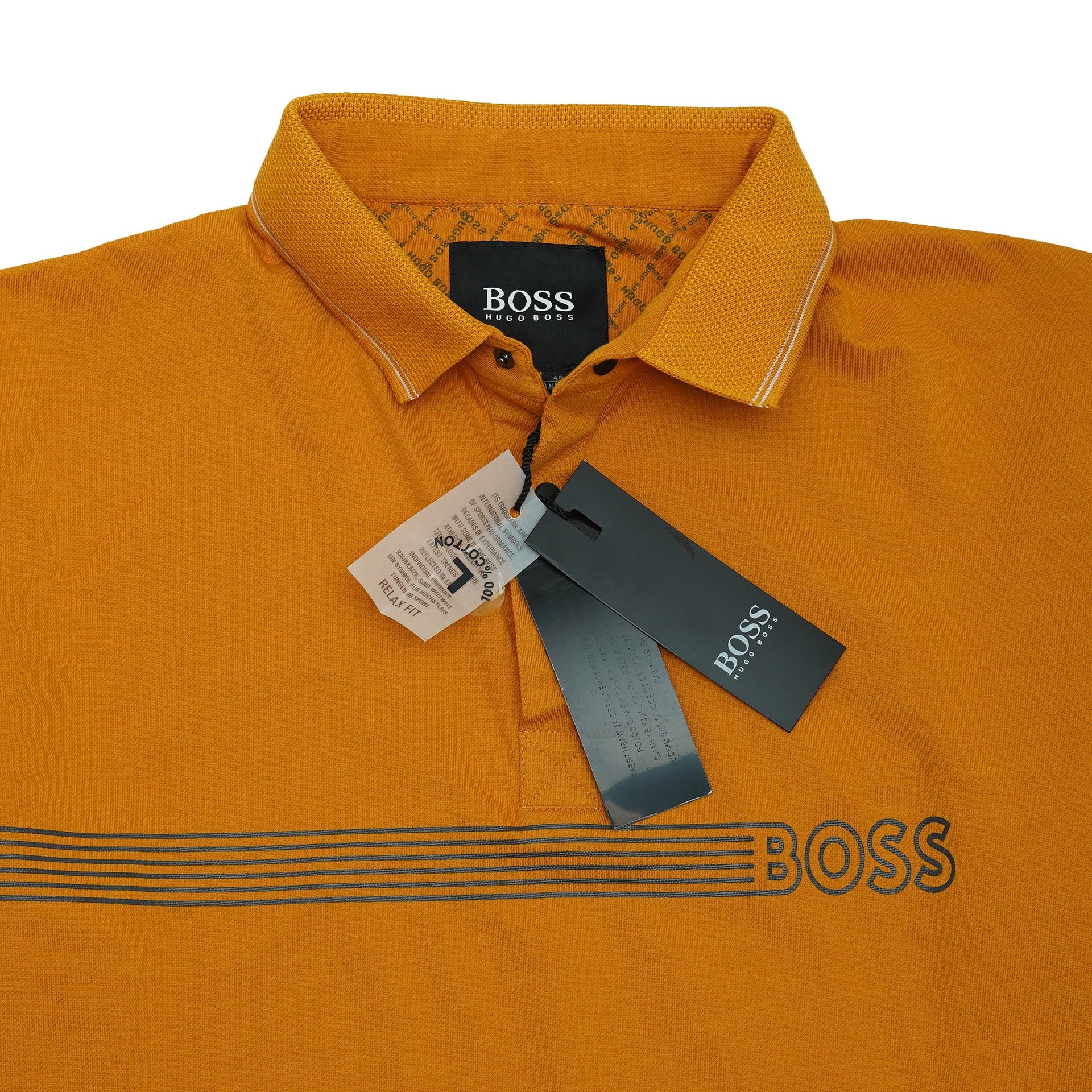 BOSS Golden Marigold Slim Fit Striped Polo Shirt