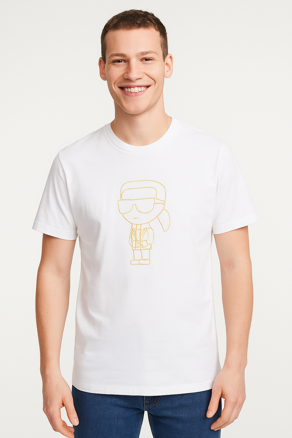 KARL LAGERFELD Pure Snow Graphic Embroidered Short Sleeve Tee