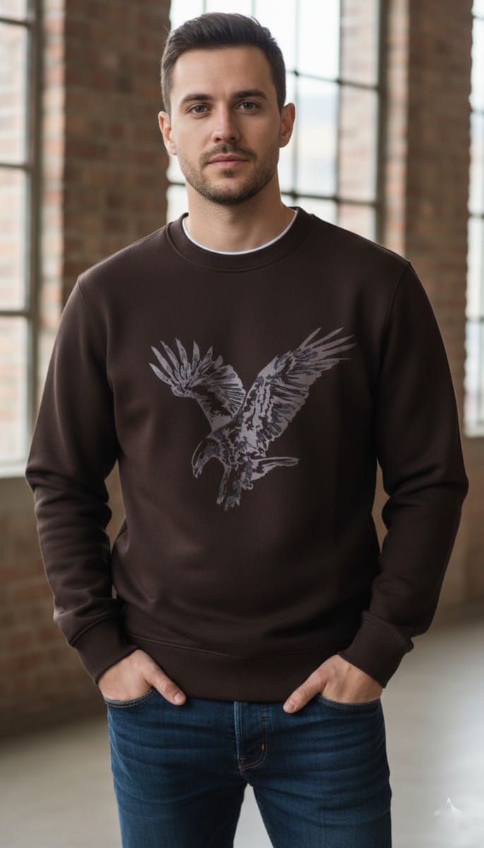 AIX Twilight Chestnut Premium Graphic Eagle Crew Sweatshirt
