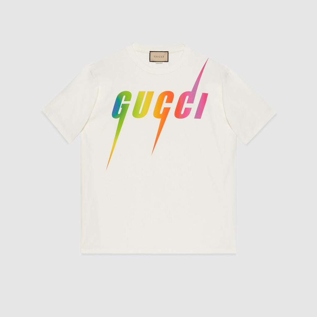 GUCCI Prism White Slim Fit Short Sleeve Tee