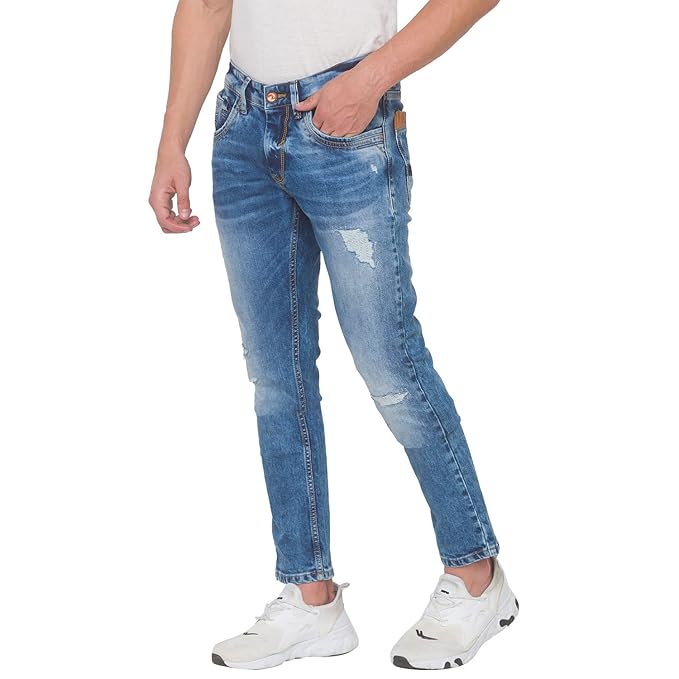 SPYKAR Classic Slim Fit Distressed Jeans