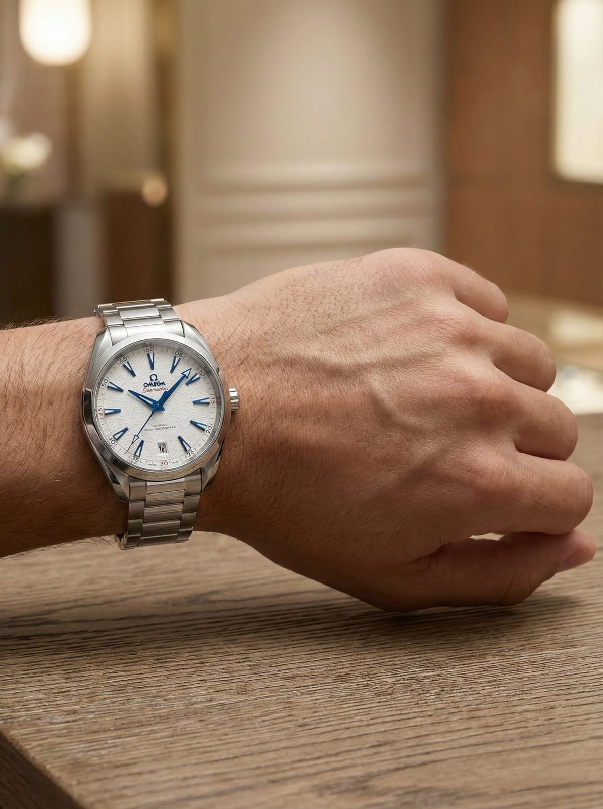 OMEGA Ethereal Silver Automatic Seamaster Aqua Terra Watch T-Shirt