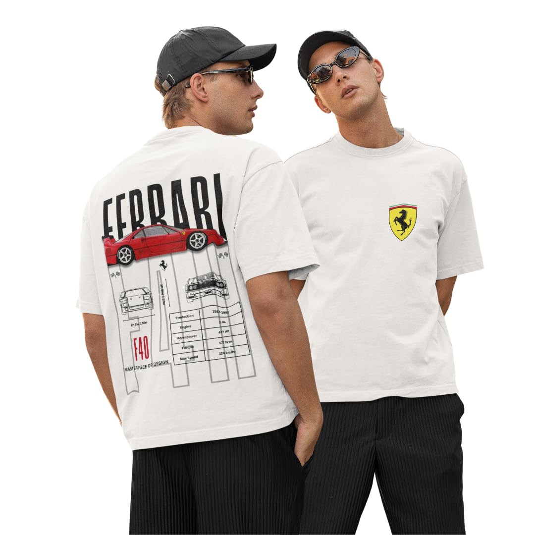 PUMA FERRARI F40 Cloud White Oversized Short Sleeve Graphic Tee
