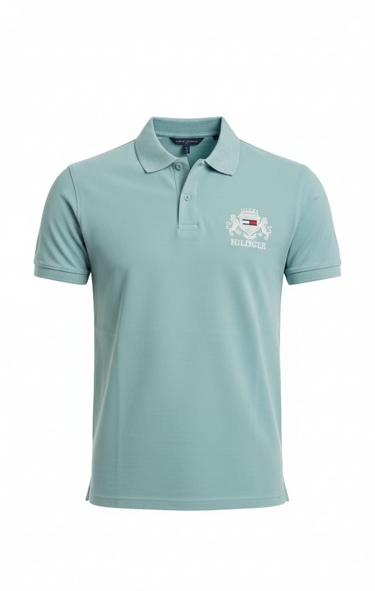 TOMMY HILFIGER Tranquil Teal Tailored Fit Short Sleeve Piqué Polo Shirt