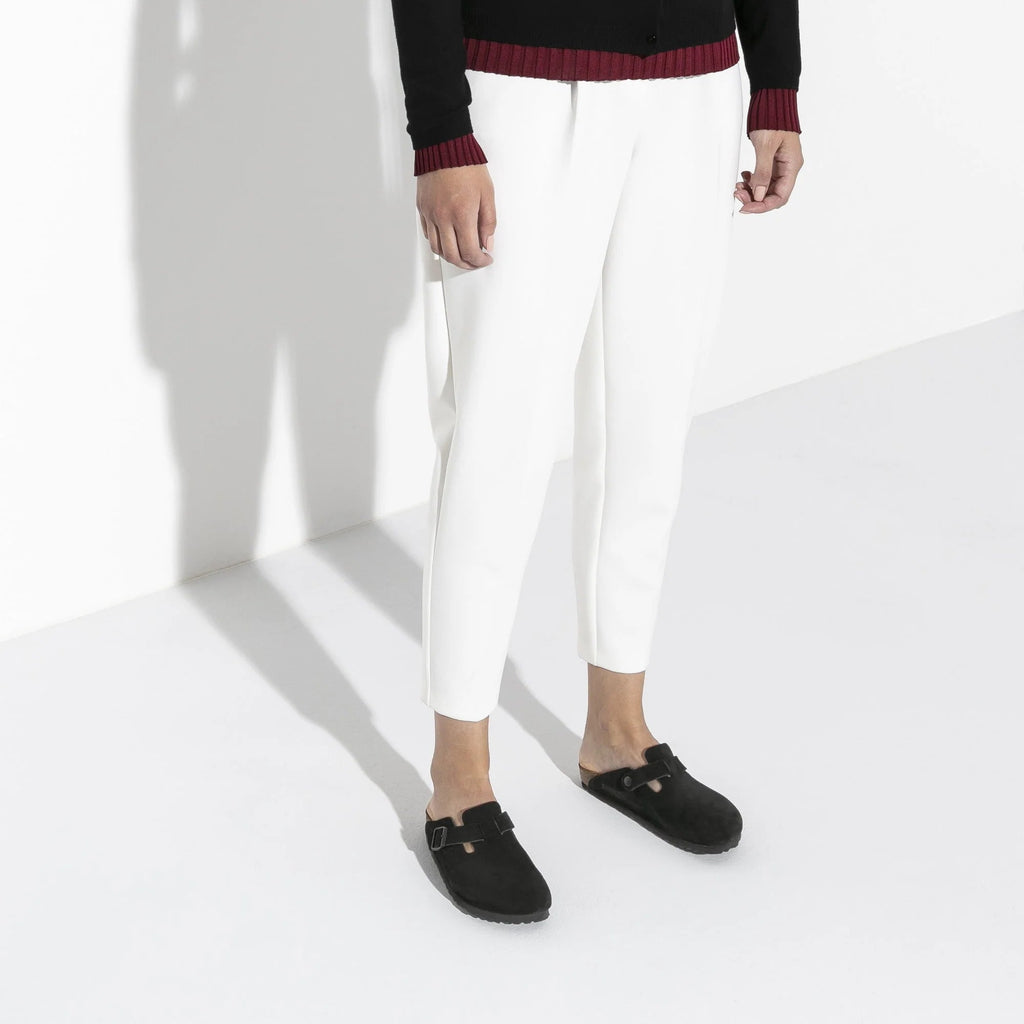 BIRKENSTOCK Mystic Charcoal Luxe Suede Buckle Clogs